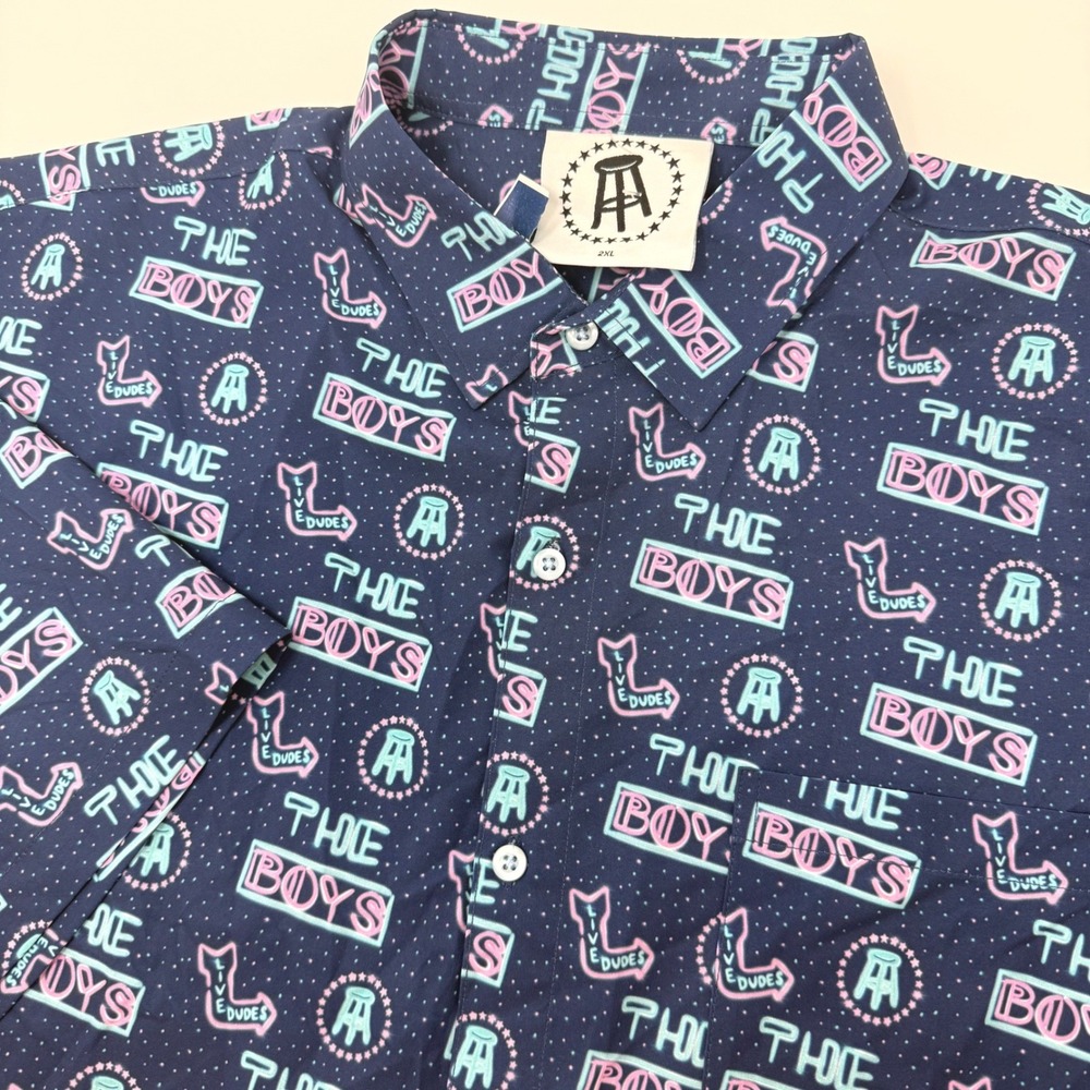 Barstool Sports x Tropical Bros The Boys Neon Graphic Shirt Mens 2XL Navy Blue